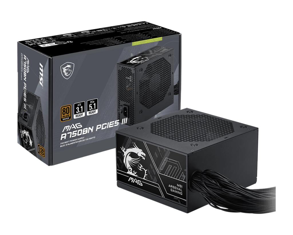 MSI MAG A750BN PCIE5 III 750W 80+ Bronze ATX 3.1 power supply