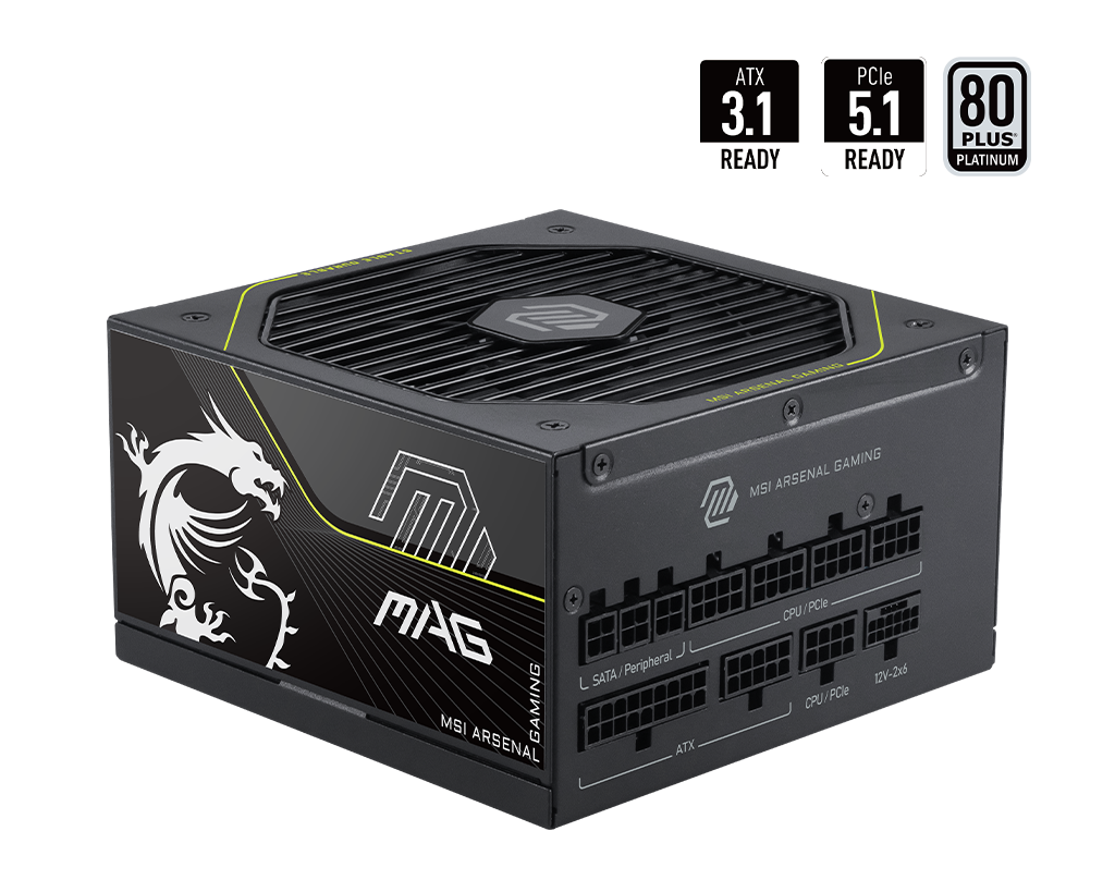 Image for 1200W MSI MAG A1200PLS PCIE5 POWER SUPPLY