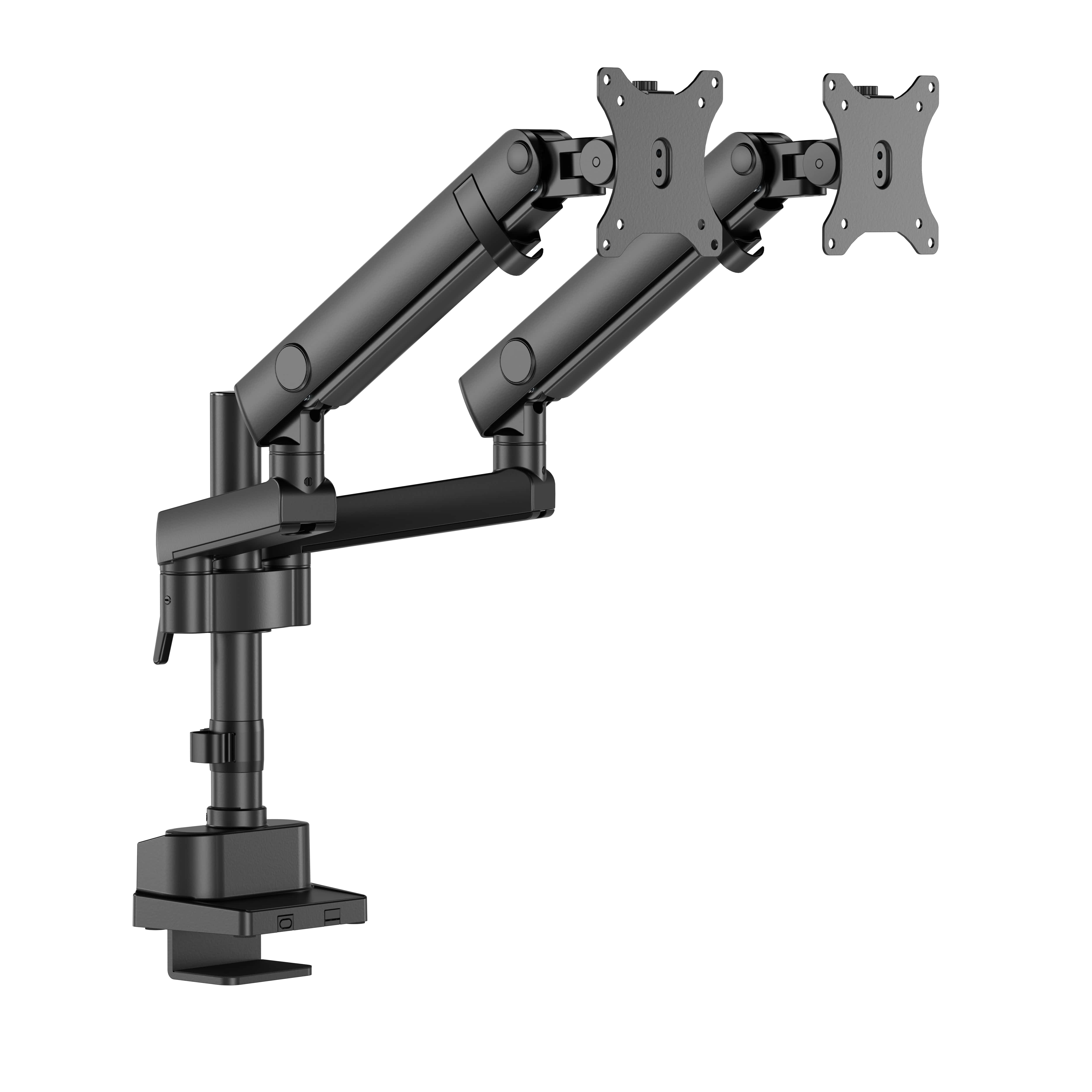 Image for INFINITY Black Dual Screen Pole-Mounted Heavy-Duty Mechanical Spring Monitor Arm support 17”-40”, up to 12kg  - INF752-C024P
