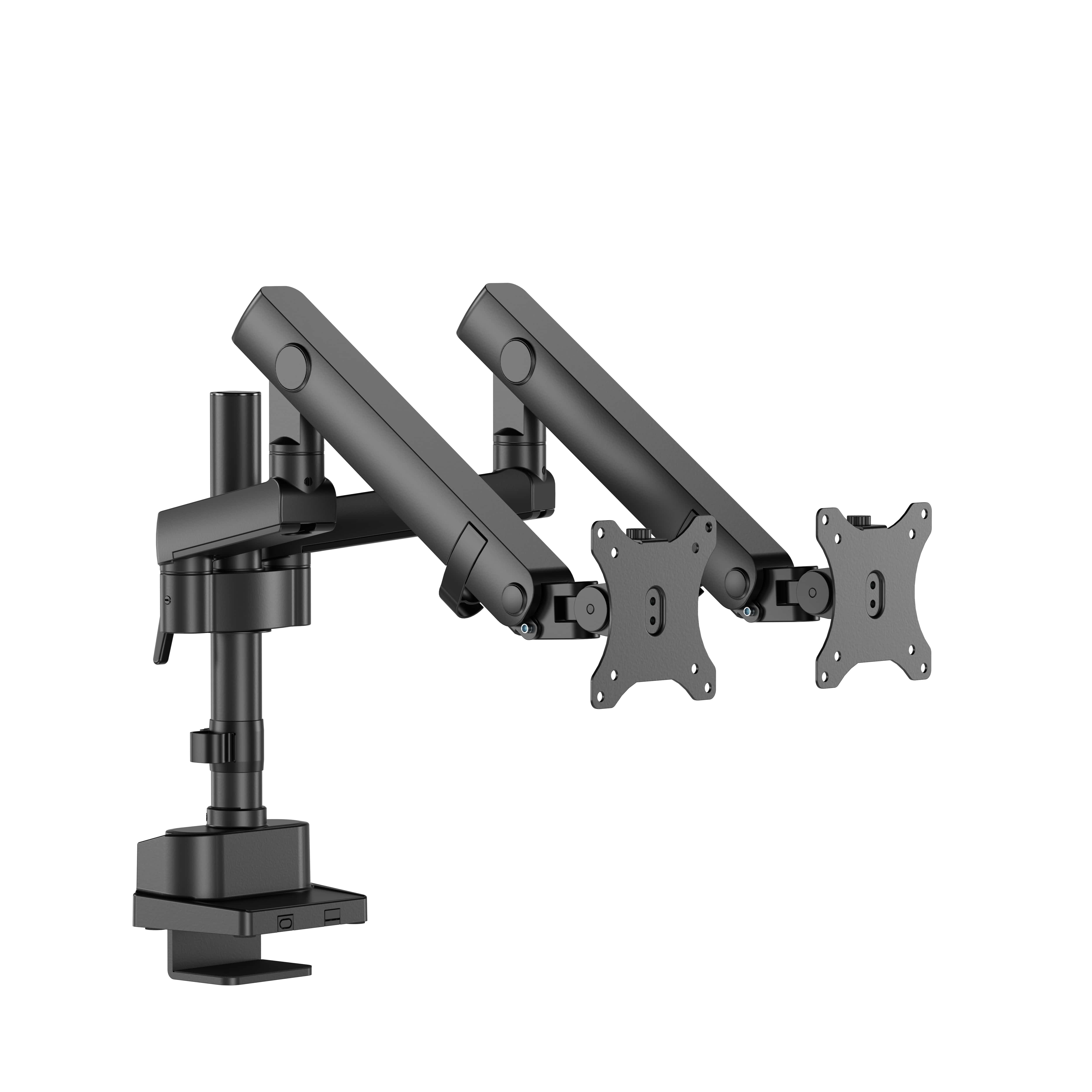 Image for INFINITY Black Dual Screen Pole-Mounted Heavy-Duty Mechanical Spring Monitor Arm support 17”-40”, up to 12kg  - INF752-C024P