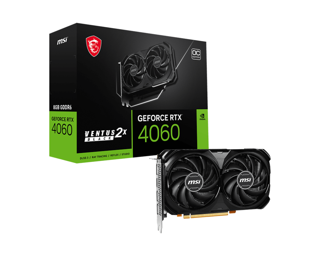 Image for 8GB MSI RTX 4060 VENTUS 2X BLACK OC GPU