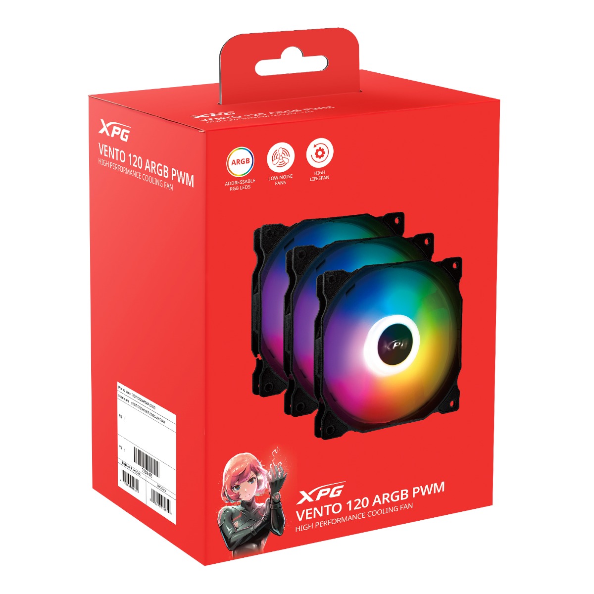 Image for ADATA XPG VENTO R ARGB PWM REVERSE FLOW FAN (3 PACK)